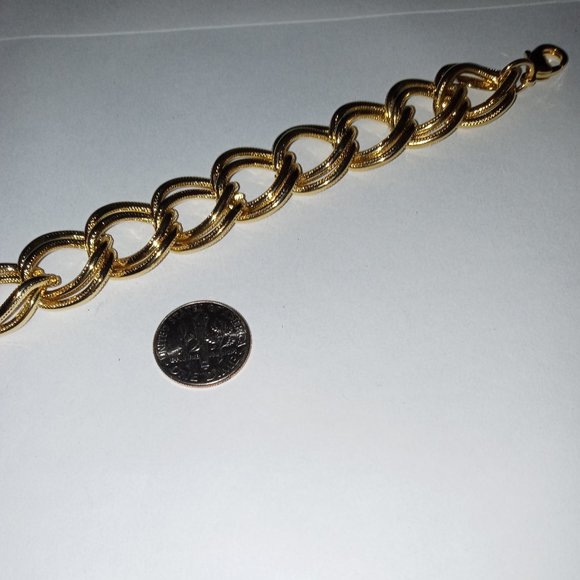 BRACELET double link gold lobster claw NEW - Picture 4 of 4